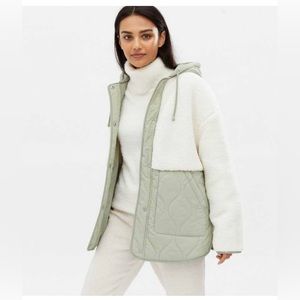 New Look Sherpa Mint / White Jacket - size 2us- BNWOT